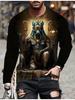 Men's Egyptian Anubis T-Shirt 3D Print Black Gold Graphic Long Sleeve Tee Fashion Y2k Clothes Men Tops Oversized Men's Clothing