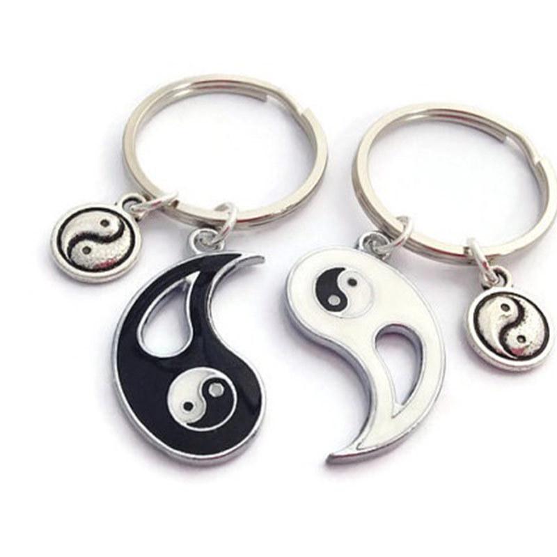 Tai Chi Yin Yang Bagua Friendship Keychain Set for Couples
