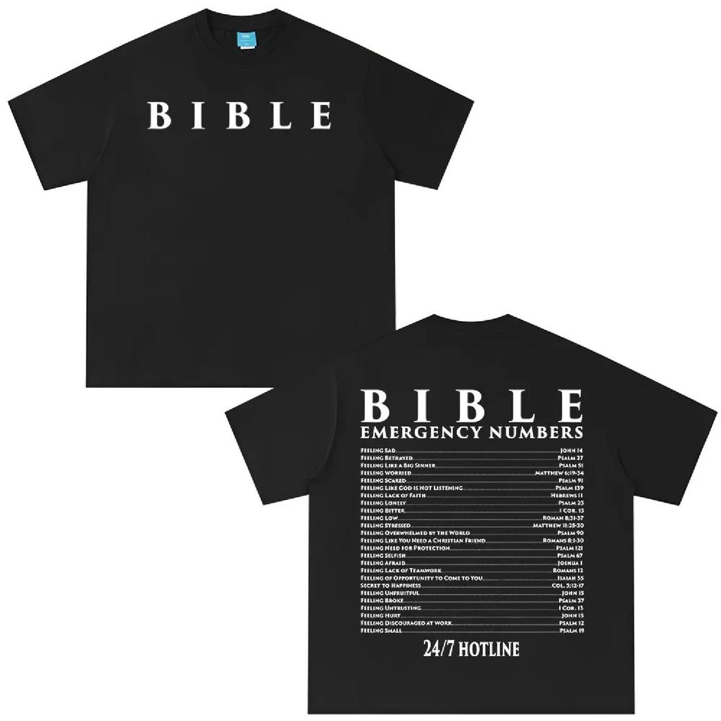Lustiges Bibel-Notrufnummern T-Shirt Jesus Gott Glaube Christlich Herren Damen Mode Übergroße T-Shirts Baumwoll-T-Shirt Streetwear