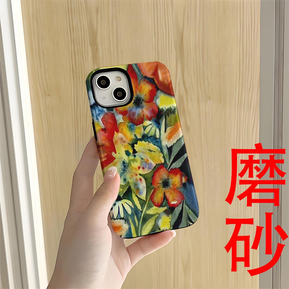 North American station art isn feng shui color flower mobile phone case Apple 17 magnetic film case iPhone13Pro anti-drop