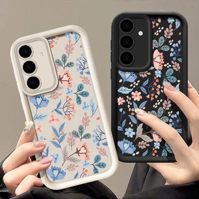 Lencsevédő puha tok Samsung S25 S24 S23 S22 Ultra S21 S20 Fe A55 A54 A53 A52 A35 A34 A15 A14 színes virágos szilikon ütésálló tok