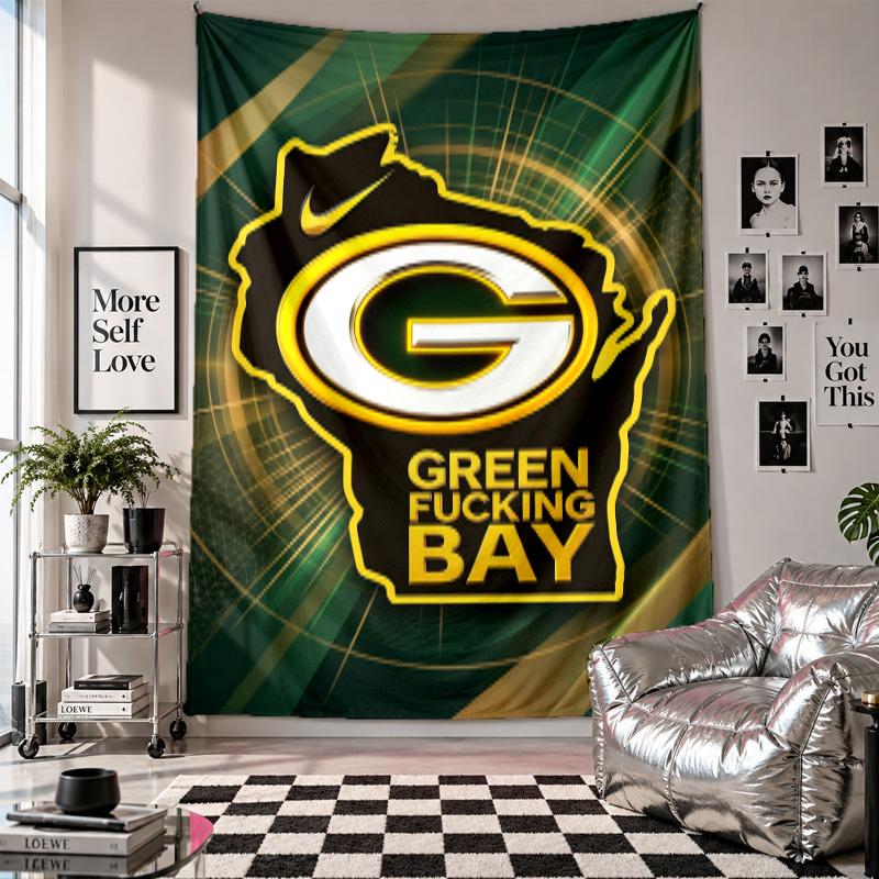 Green Bay Packers Wall Tapestry Home Decor Wall Hanging Cloth for Bedroom Living Room Background