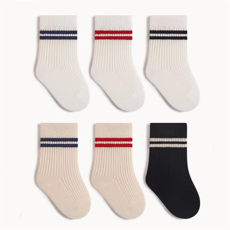 Kids Socks For Girls Boys Cotton Striped Children's Sock Soft Student Sport White Black Baby Toddler Sock Spring Autumn 0-8Years