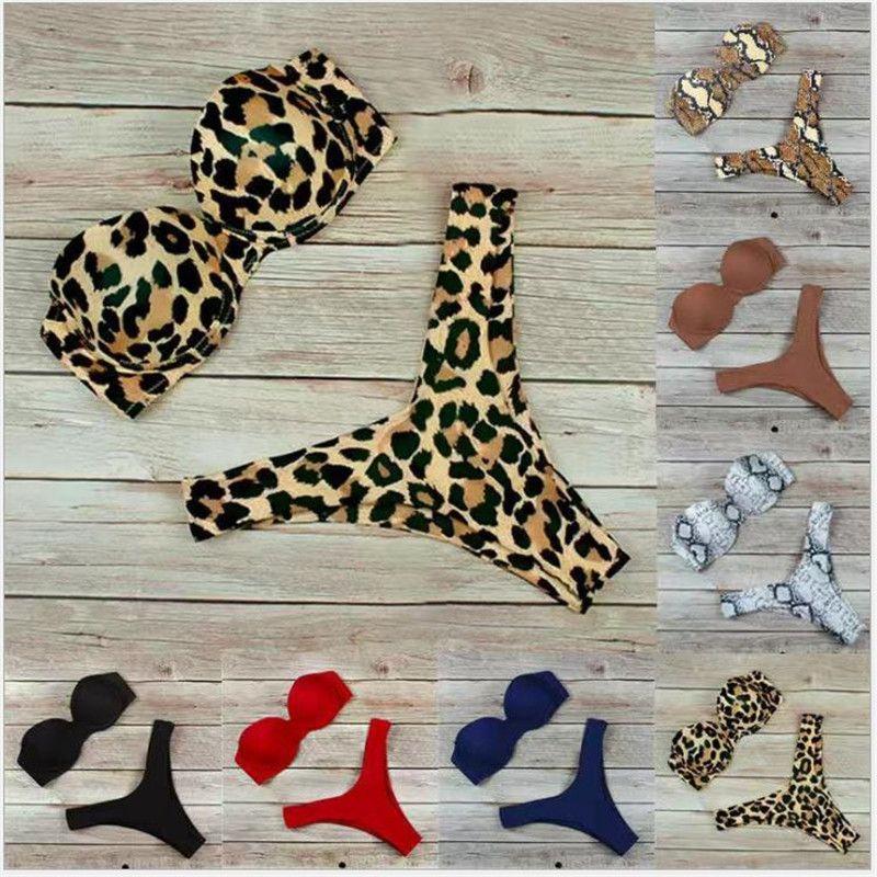 

Leopard Print Wrap-up Swimsuit Bikini F L