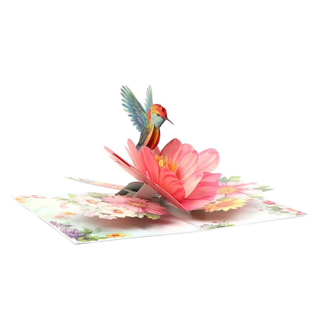 Elegant 3D Hummingbird and Florals Greeting Card Invitation Card for Birthdays Weddings and Holidays Handmade Postcard