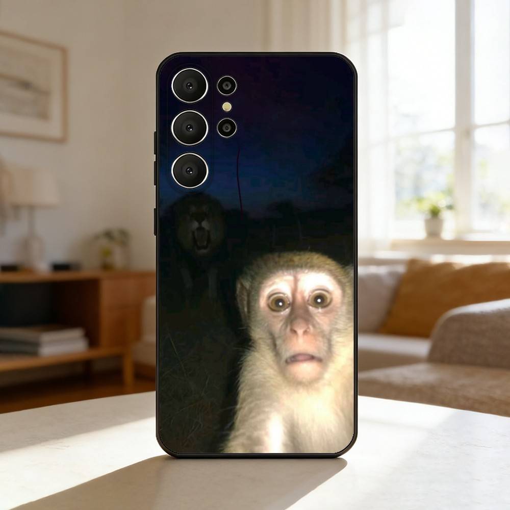 Cute Funny M-Monkey Phone Case For Samsung S26,S25,24,23,22,30,21,10,9,Ultra,Plus,Lite,Black Soft Case