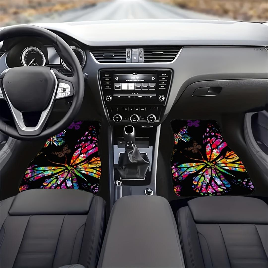 

2 шт./4 шт. универсальные красочные водонепроницаемые коврики с принтом бабочки для передних и задних сидений автомобиля, аксессуары для украшения автомобиля 2PCS Front