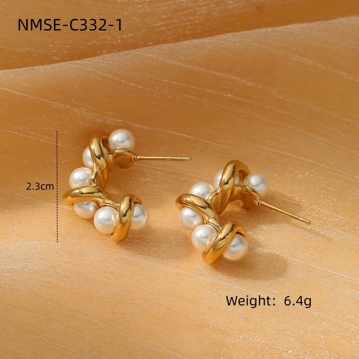 GEMCHIC Women s Irregular Twisted Pearl Stainless Steel Earrings French Elegant Fashion Studs