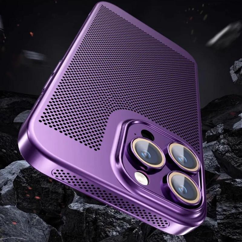 Suitable for IPhone 15 Electroplated Mobile Phone Case Summer Breathable Heat Dissipation Mesh Case 16 Apple 14 Full-inclusive PC Hard Case