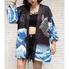 TOUFEIYUAN Japanese-style Happi Kimono Hanten Half Coat Festival Costume Sun Protection Long Sleeve Fox Sakura Grand Ceremony Mikoshi Event Mens Shawl