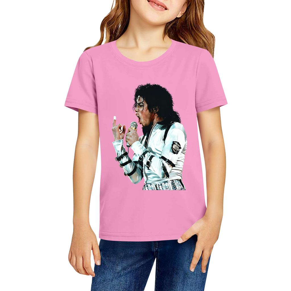 Fashionable Round Neck Short Sleeve Work Clothes Printed Tops For KID Summer Tops