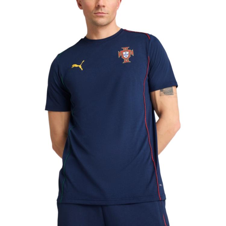 Puma Portugal Team Logo Quick-Dry Sports Breathable Casual Short Sleeve T-Shirt Men Tops Navy-Blue 779548-17