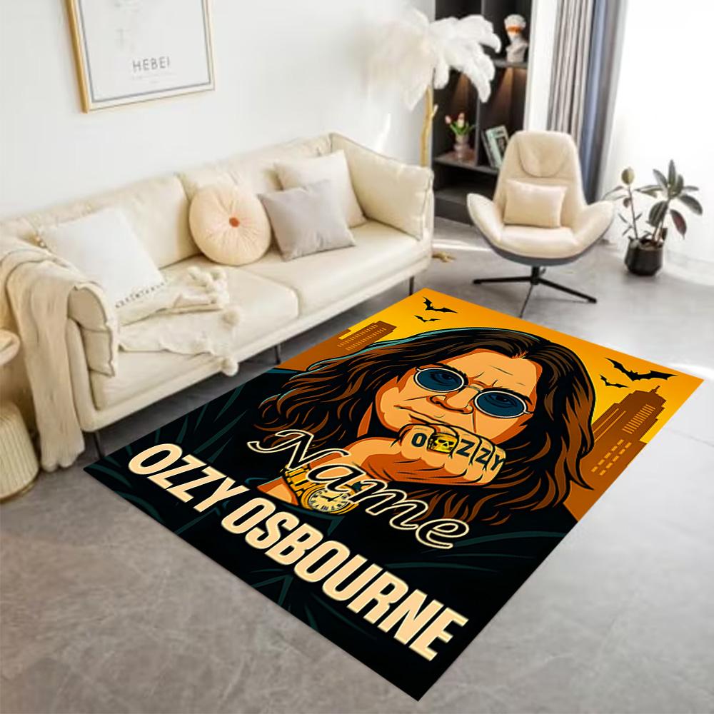 Ozzy Osbourne: Legend Personalized Name Floor Rug Office Rug Design for Foyer Dining Room Entryway Bedrooms Antislip Carpet Office home decor