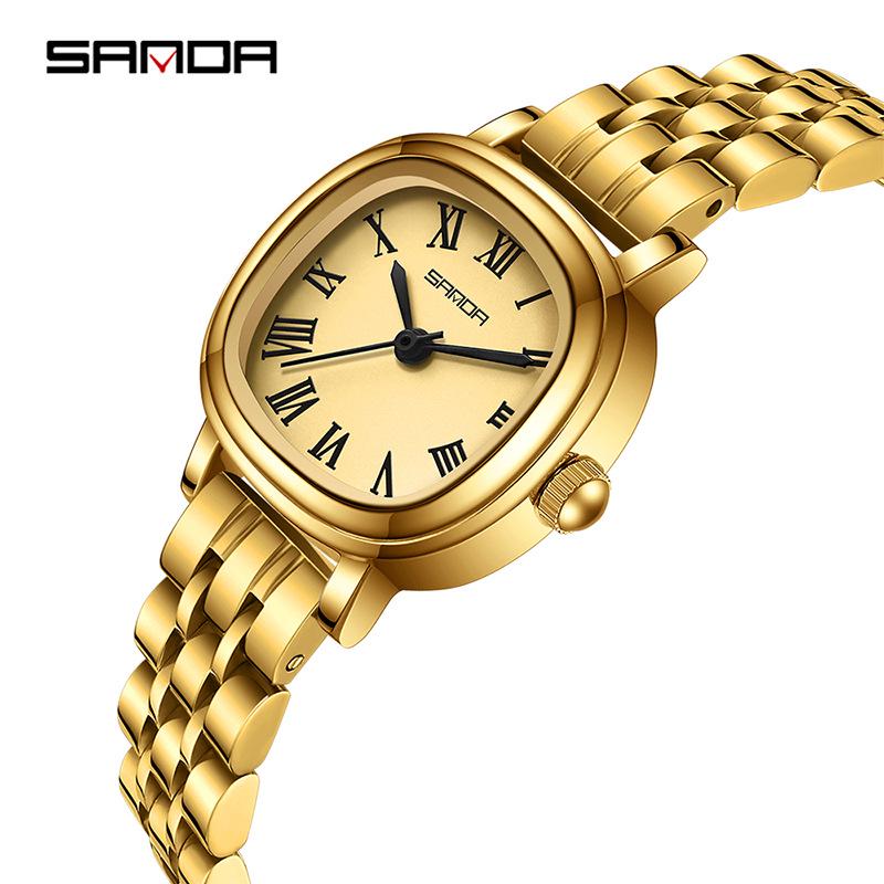 Sanda Women's Luxury Quartz Watch - Small Lightweight Square Design with Roman Numerals, Casual Waterproof Wristwatch