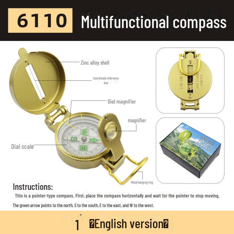 

Высокоточный военный компас для использования вне помещений K4074: Многофункциональный, светящийся металл зеленого цвета.