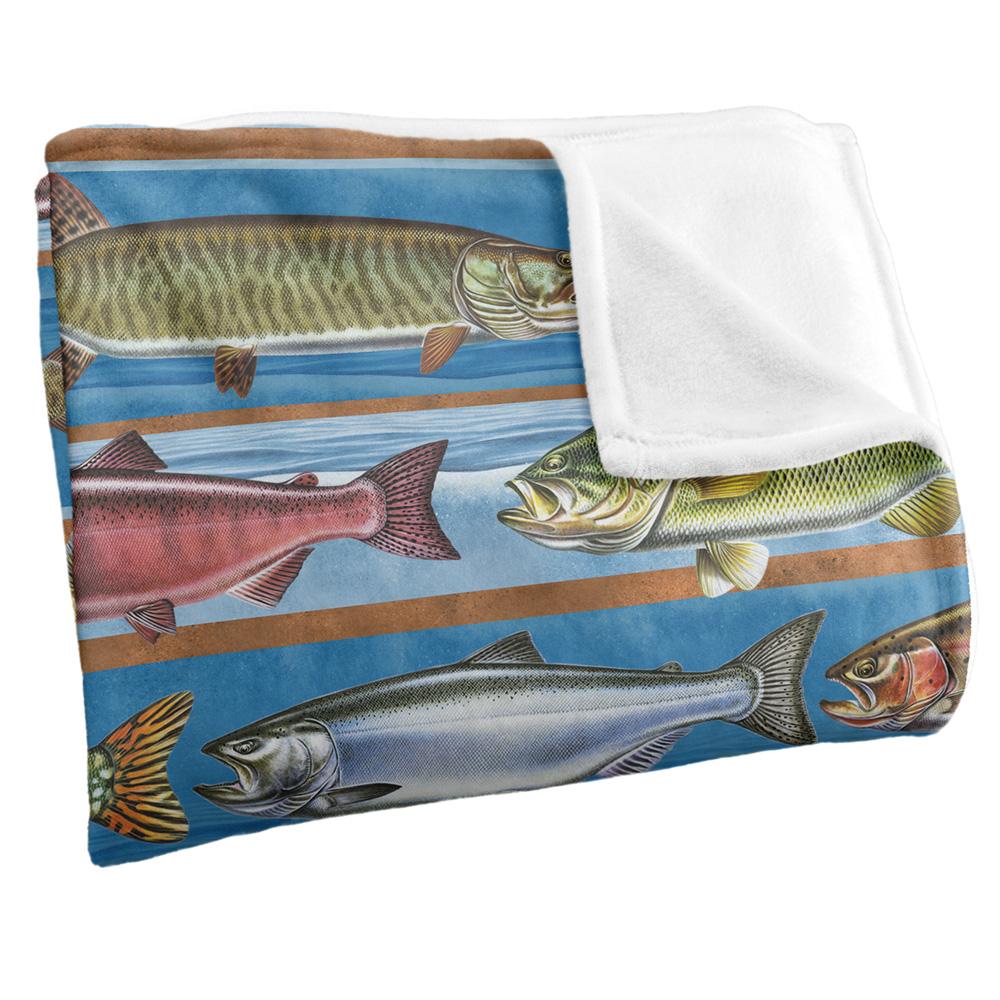 JQ Licensing Silky Patterned Fishing Supersoft Blanket