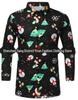 2022 European & American Men's Santa Claus Print Long Sleeve Casual Shirt - 18 Colors