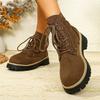Round Head Thick Heel Martin Boots Women's 2025 Autumn and Winter New Lace-up Foreign Trade Large Size Fashionable and Comfortable Short Boots