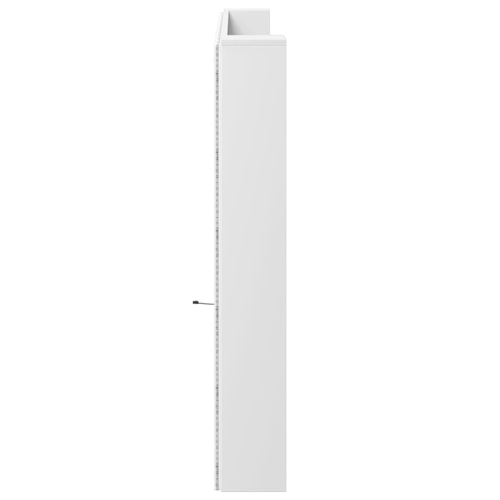 LED Headboard with Shelves White 220x16.5x103.5 cm