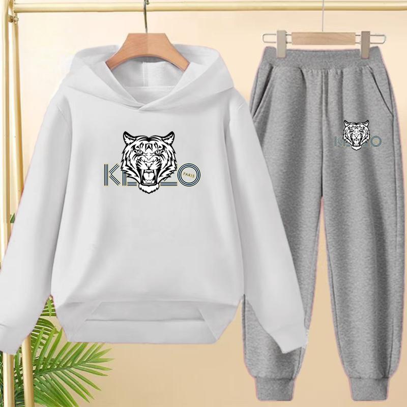 Children's 3-12Yrs Tiger print Pullover Hoodie Boys Girls Toddler Sweatshirt+Trousers Casual Fashion Charming Sports Jogging Set