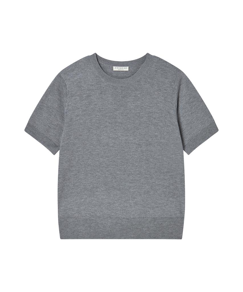 Jeunesse Quoi [Essential] Cashmere Light Short Sleeve Crew Neck_Melange Grey
