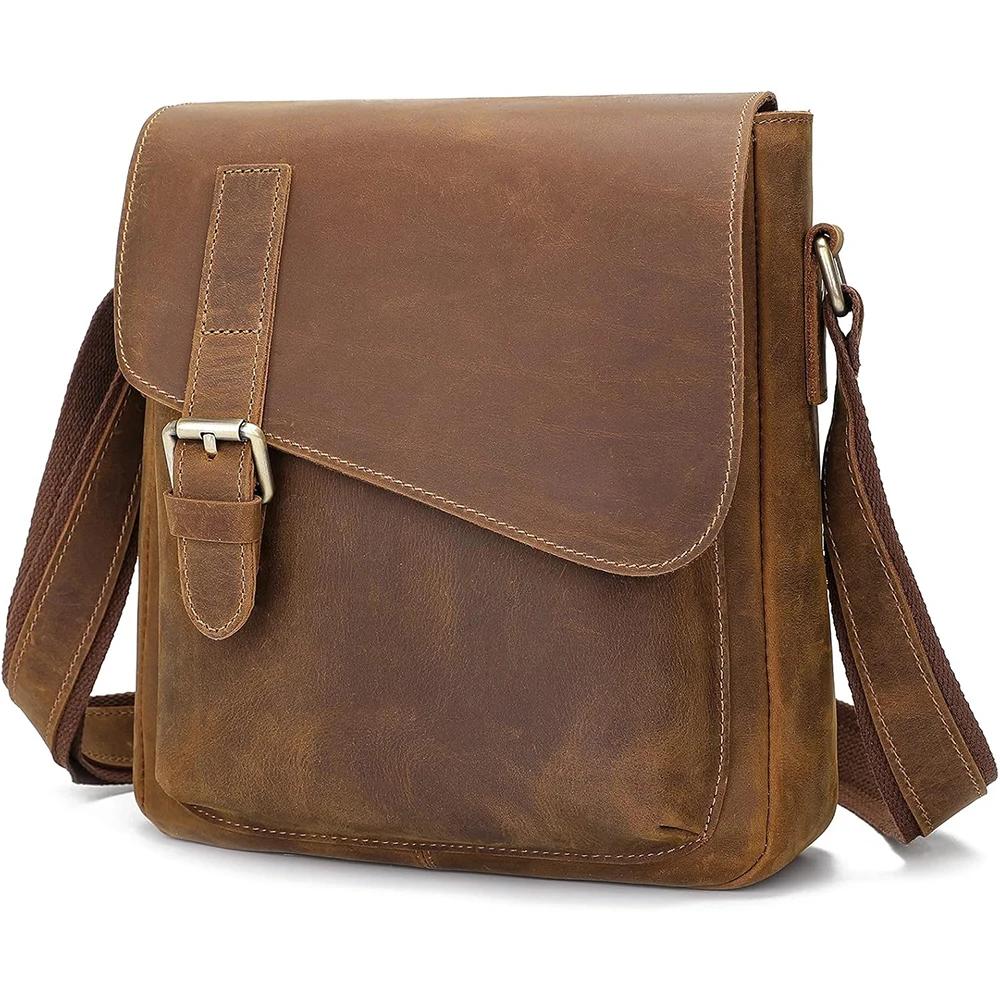 

Высококачественная мужская кожаная сумка-мессенджер через плечо, рюкзак, сумки-кошелек для женщин, винтажная, противоугонная, водонепроницаемая, повседневная 27X23X11cm светло-коричневого