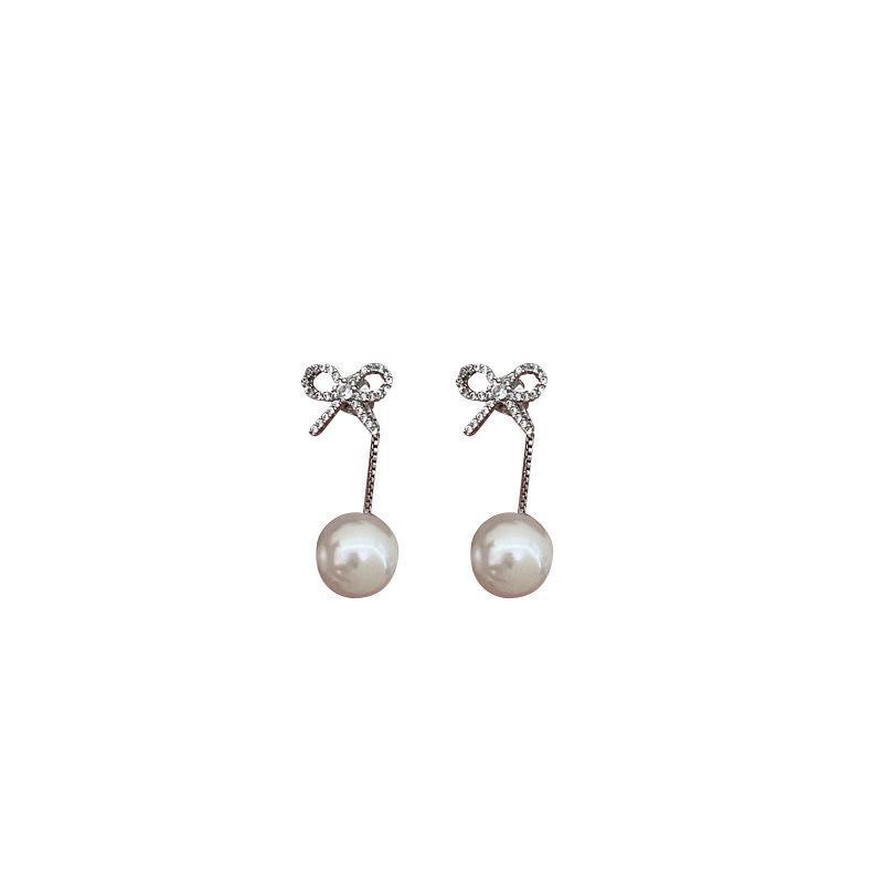 Elegantes Pendientes Largos de Lazo con Borlas y Diamantes para Mujer