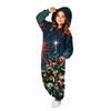 Children's Christmas Flannel Printed One-Piece Pajama Romper for Holiday Loungewear