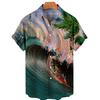 Tropical Palm 3d Print Hawaiian Shirt for Men Summer Beach Street Short Sleeves Tops Harajuku Holiday Lapel Button Loose Blouse