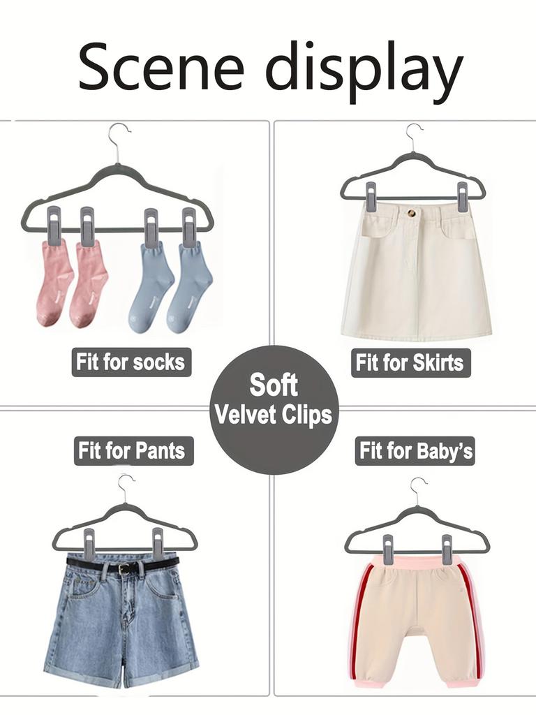 5 sets Velvet skirt hanger with clip, ultra-thin anti slip and space saving hanger suitable for pants, skirts, jeans, dresses