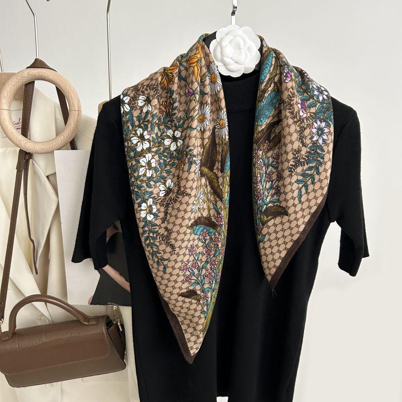 

Декоративный простой шелковый шарф с текстурой, женский новый стиль, весна-осень-лето, модный универсальный платок для работы 70*70cm