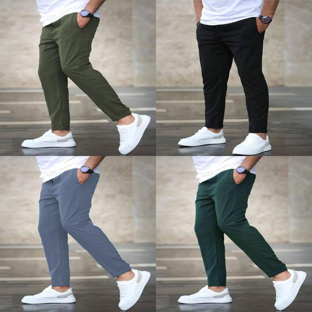 Men Casual Nine Pants With Polyester Fabric For Autumn Everyday Wear