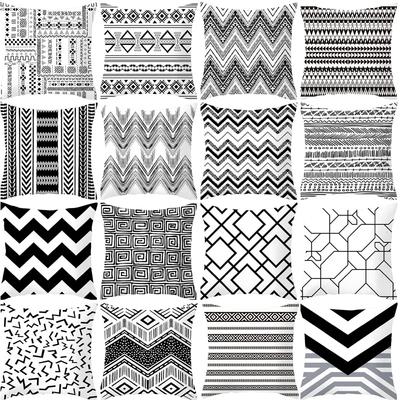 Geometric Black and White Pattern Cushion Cover 45x45 Living Room Decoration Square Pillowcase Couch Cushion Cover Pillow Covers