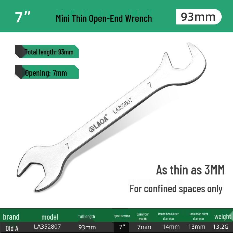 Stainless Steel 3mm Ultra-Thin Open-End/Box-End Double-Headed Mini Combination Wrench Set