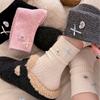 Thickened Buttons, Korean Bows, Gray Wool Socks, Love Girl Socks, Piles Of Socks