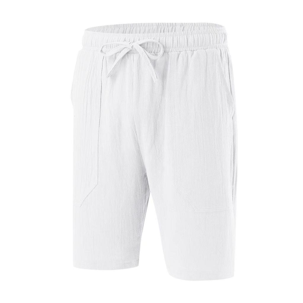 Men's Cotton Linen Summer Shorts - Drawstring Waist, Straight Leg, Breathable, Comfortable for Daily Wear or Beach Use