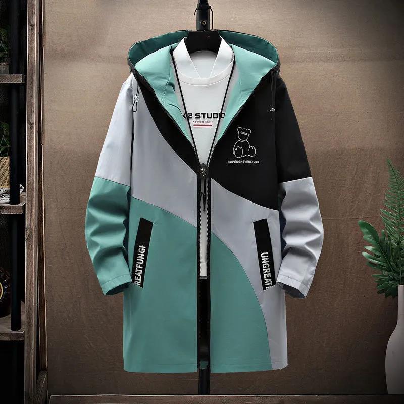 

Ветровка с капюшоном и принтом медведя, мужская куртка, повседневная свободная парка, мягкий удобный длинный топ M