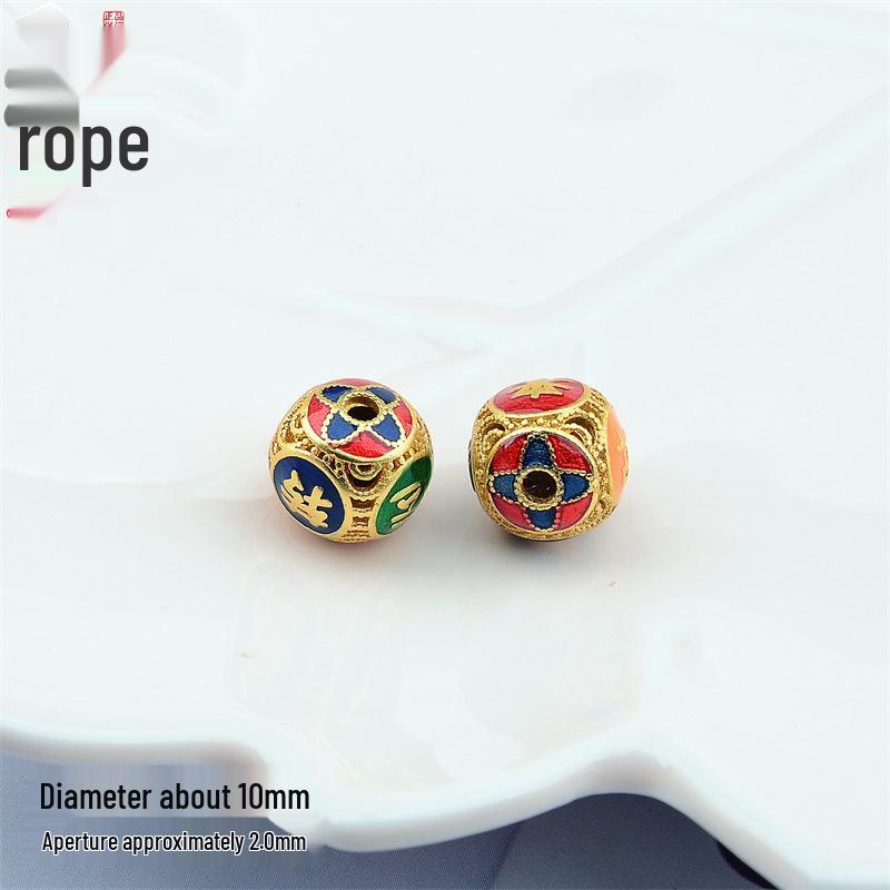 Ancient Gold Enamel Hollow Beads for DIY Bracelets & Necklaces