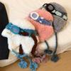 with Glasses Winter Plush Flight Hats Thickened Pullover Cap New Wool Beanie Hat  Outdoor