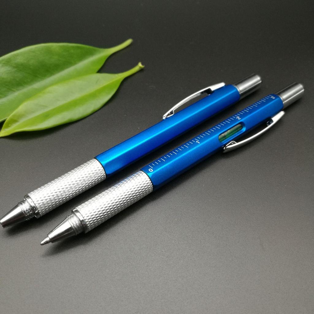5pcs 6-in-1 Multifunctional Pen with Touch Screen Stylus, Screwdriver, Ruler, and Level Gauge