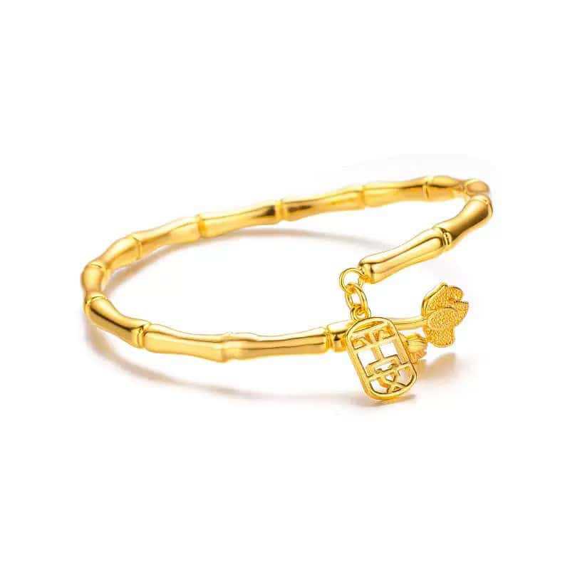 Lotus Bamboo Peace Open Bracelet Women's Solid Open Bracelet
