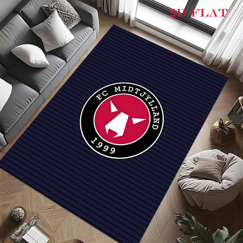 FC Midtjylland Logo Carpet Rug for Living Room Bedroom Home Sofa Decoration,Kids Play Nonslip Floor Mat