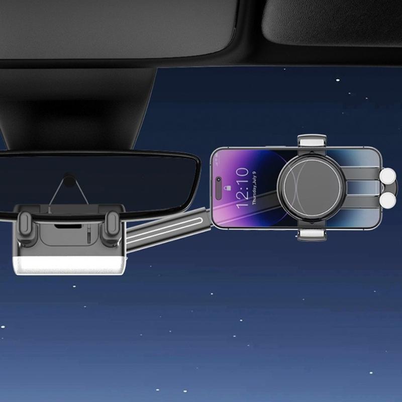 Universal Car Rearview Mirror Smartphone Mount 360 Degree Rotation And Adjustable Length Suitable For Any Vehicle Model