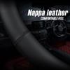 LKWLIKEI Nappa Premium Leather Car Steering Wheel Cover, Non-Slip, Breathable, Universal 15 Inches, Black.