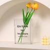 Clear Book Flower Vase - Floral Bookshelf Decor, Acrylic Flower Holder Space-Saving Organizer, Modern Home Office Decoration