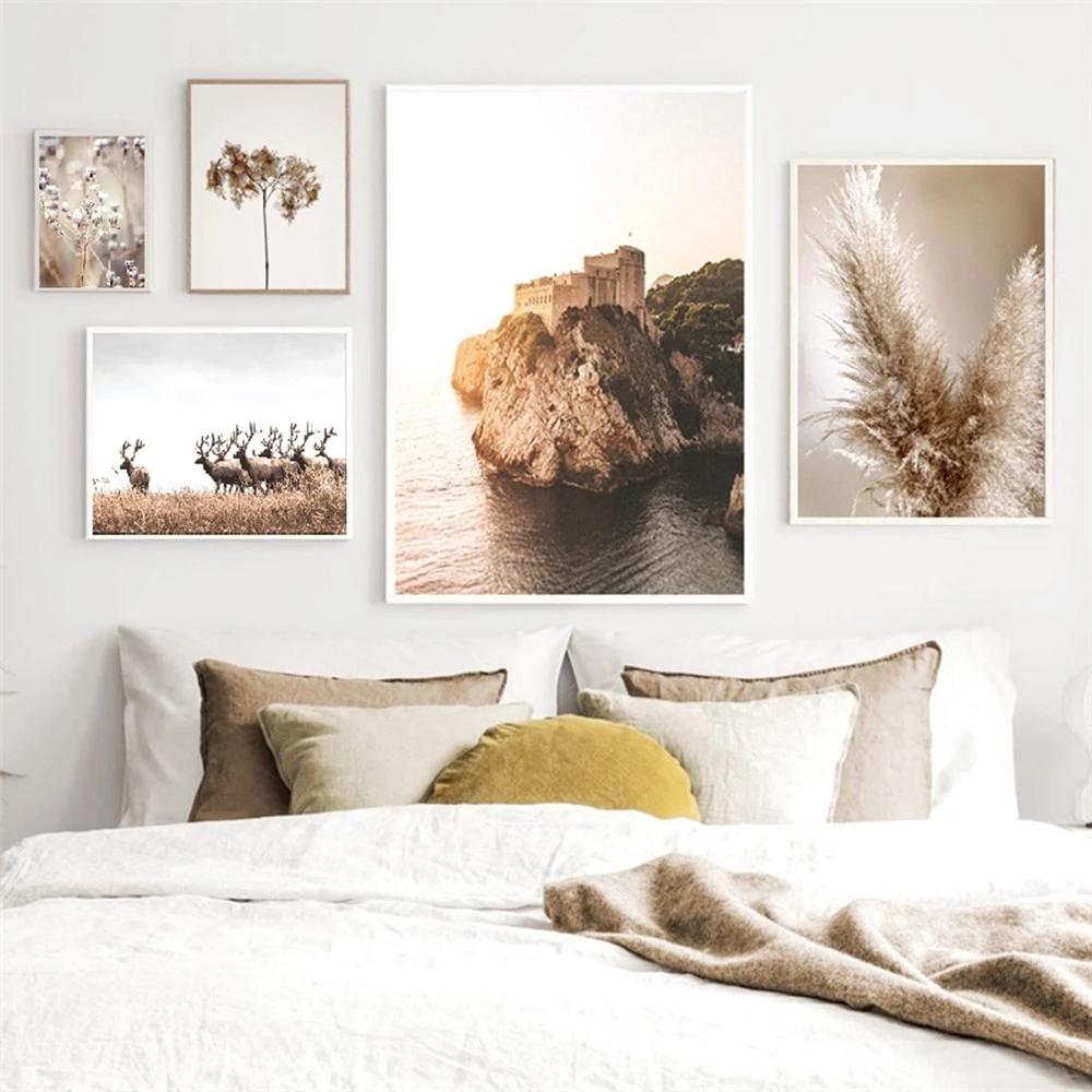 Reed Landscape Dandelion Elk Canvas Poster Nordic Style Wall Art Print Canvas Painting for Living Room Bedroom Pictures Decor