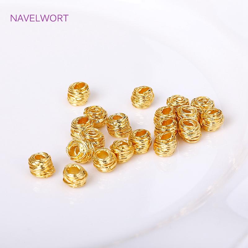 6*5MM 18K Gold Plated Irregular Spacer Beads,Brass Stripe Loose Beads For Bracelet Necklace Making Fittings,Supplies For Jewelry