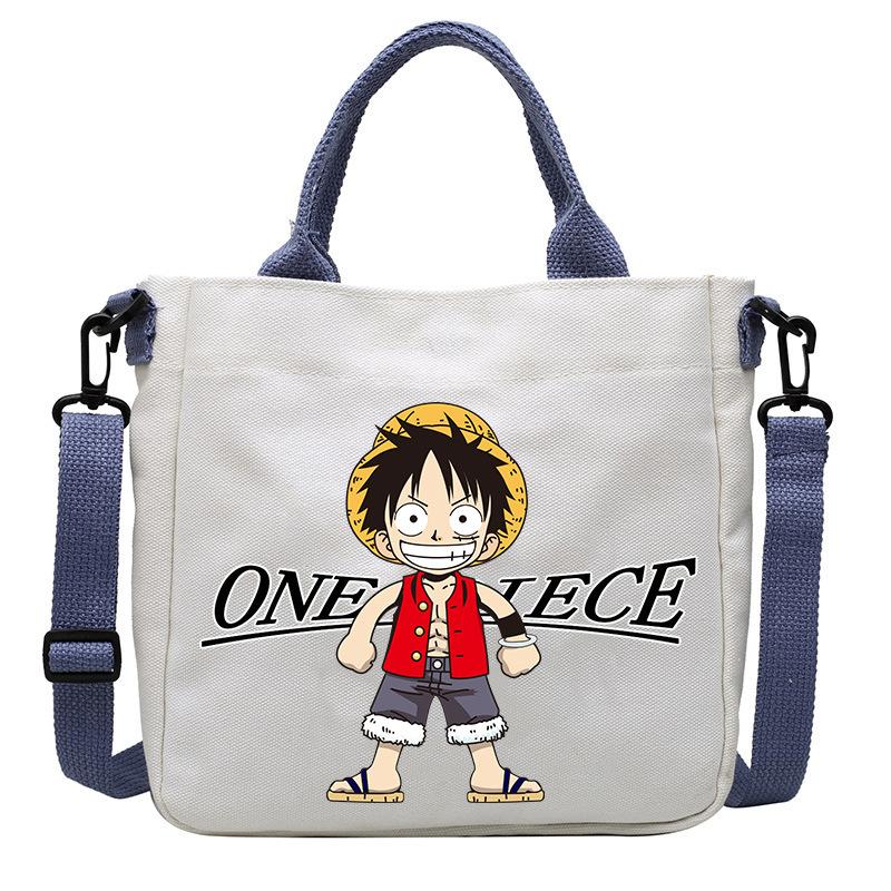 One Piece Canvas Bags Luffy Cartoon Anime Figures Print Shoulder Bag Outdoor Large Capacity Trendy Crossbody Handbag Gifts Poseable Articulated Scale