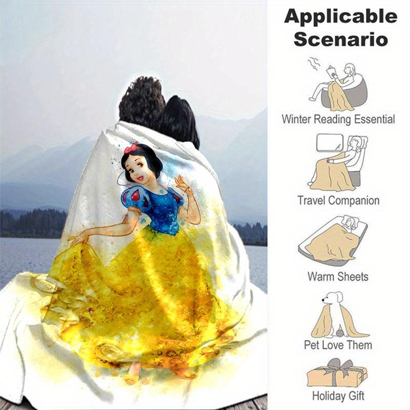 1pc Cartoon Snow White Blanket, Home Decorative Throw for All Seasons, Soft Flannel Throw Blanket, Versatile & Cozy for Bedroom, Soft Warm Blanket As