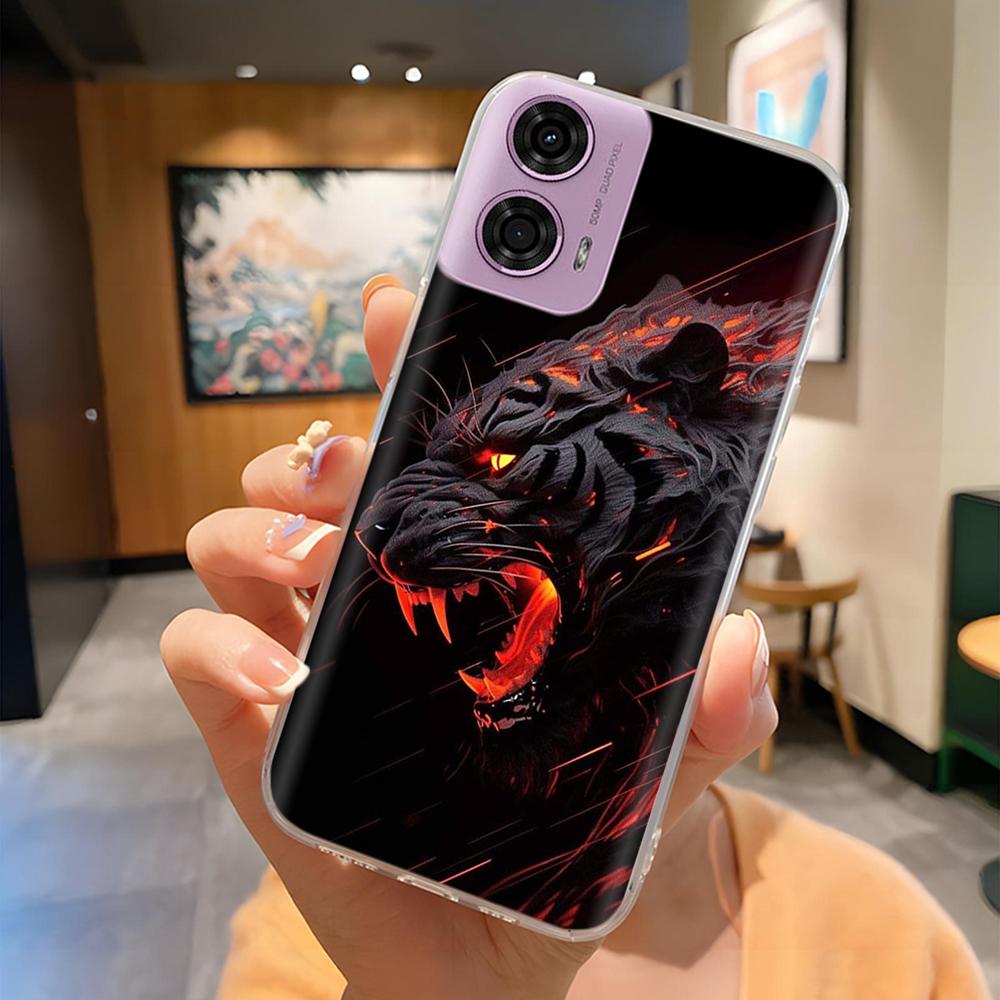 For Moto G24 Phone Case Lovely Panda Patterns Soft TPU Clear Silicone Bumper For Motorola G04 MotoG24 Cover Fundas For Moto E14